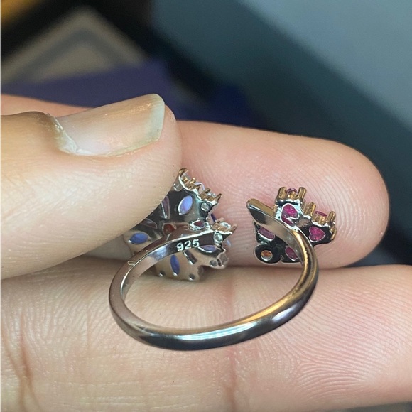 S925 unique designer multi-gems open end ring - Picture 12 of 12